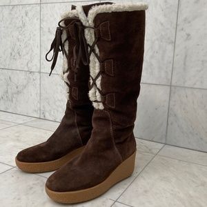 Michael Kors Wedge Boots Sherpa Lined Size 7.5